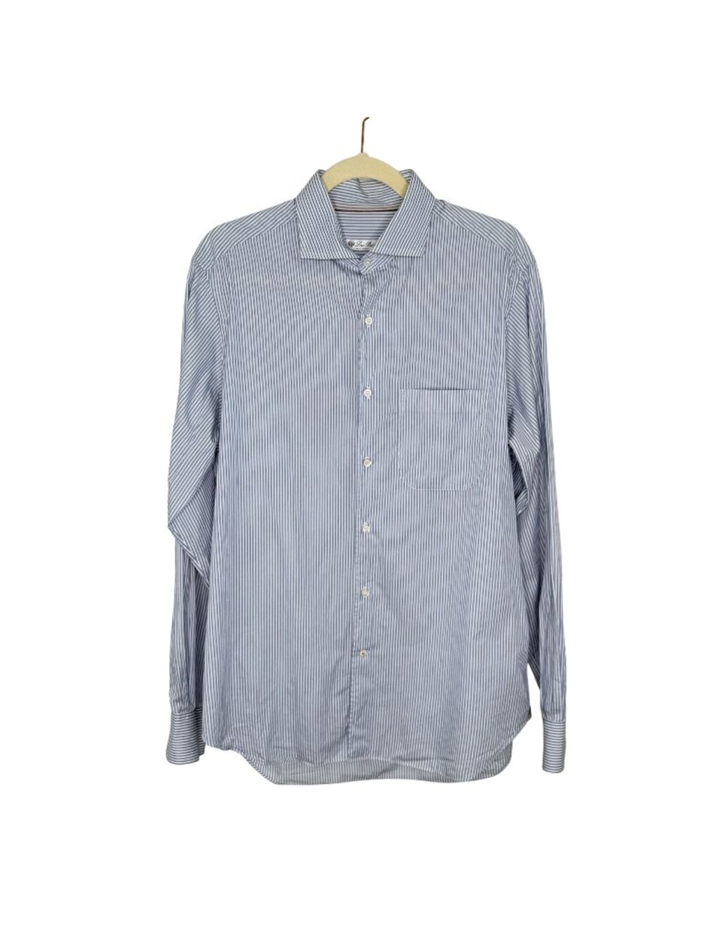 Loro Piana Mens Blue/White Striped Button-Down Shirt, L